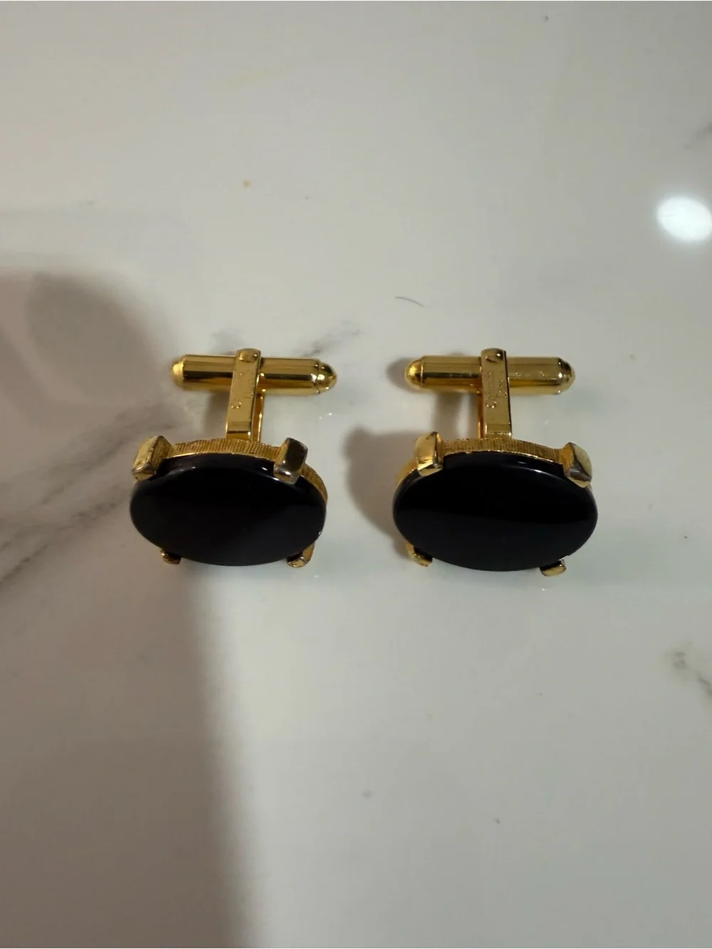 Christian Dior Gold Tone & Black Cufflinks